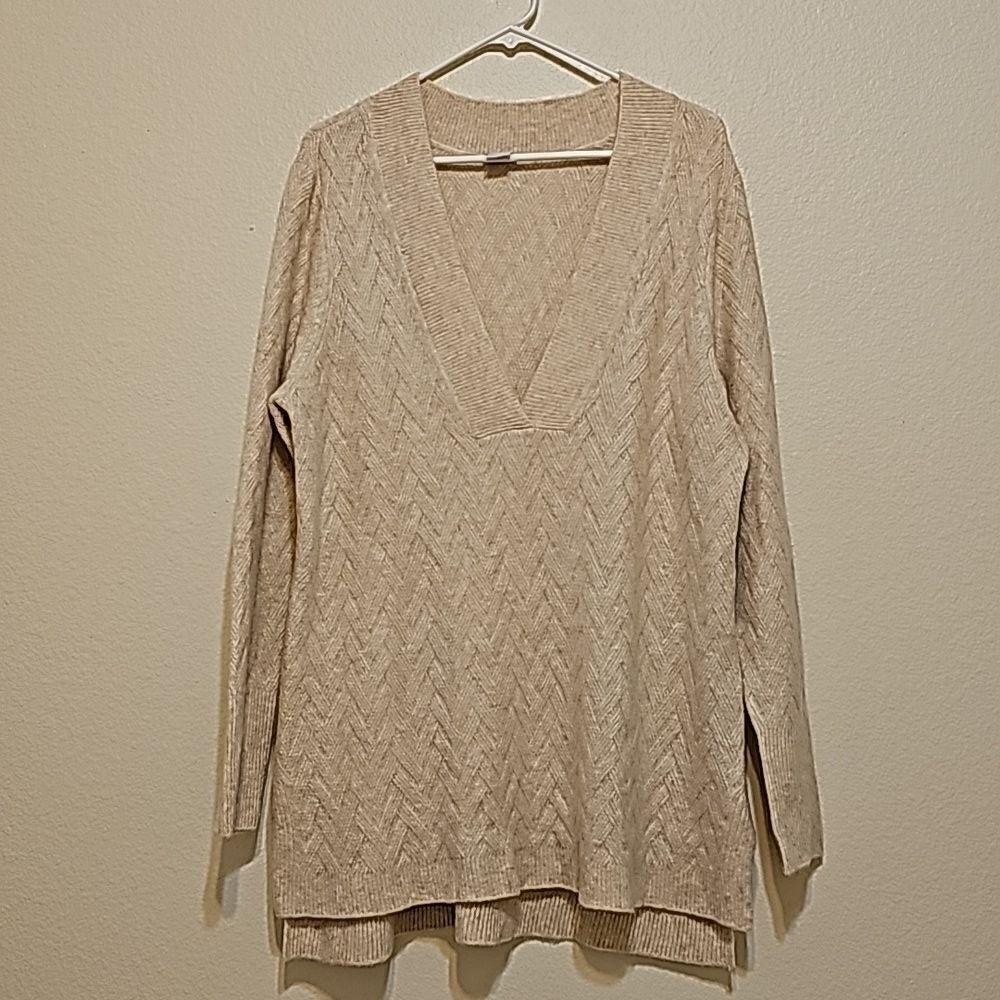 Chico's Oatmeal‎ Drama Cable Pullover Sweater size 2